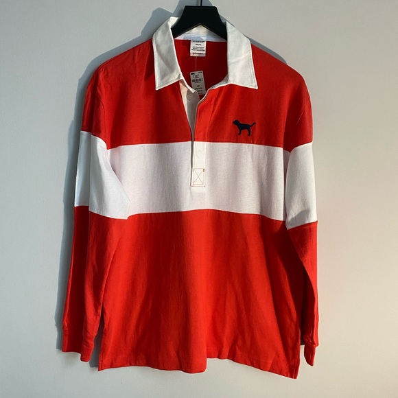 PINK Victoria's Secret Tops - VS Pink Striped Rugby Long Sleeve Medium